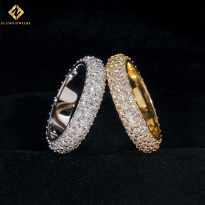 Drop Shipping Luxury 925 <b>Silver</b> Unisex Iced Out 3Rows VVS1 D Round Moissanite Diamond Band <b>Men</b> Cuban <b>Ring</b> - Product Image 4