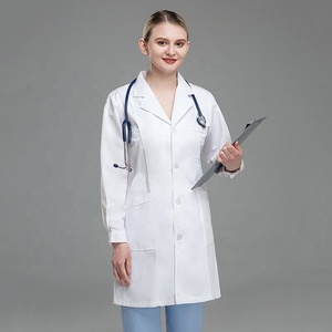 Giacca da uomo donna Unisex manica corta da medico scuola medica uniforme professionale <span class=keywords><strong>camice</strong></span> <span class=keywords><strong>bianco</strong></span> da laboratorio con 3 tasche - Product Image 2