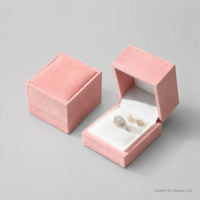 Boîte cadeau pour bijoux, anneaux et boucles d'oreilles, avec logo personnalisé, aspect daim rose, couvercle rabattable, avec insert de présentation blanc