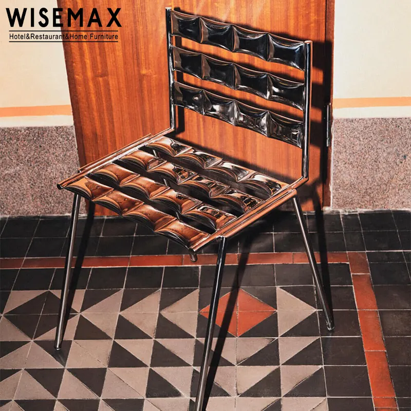 Wisemax Meubels Italiaanse Stijl Met Creativiteit Metalen Stoel Roestvrij Staal Hoge Rugleuning Eetkamerstoel Voor Restaurant Hotel