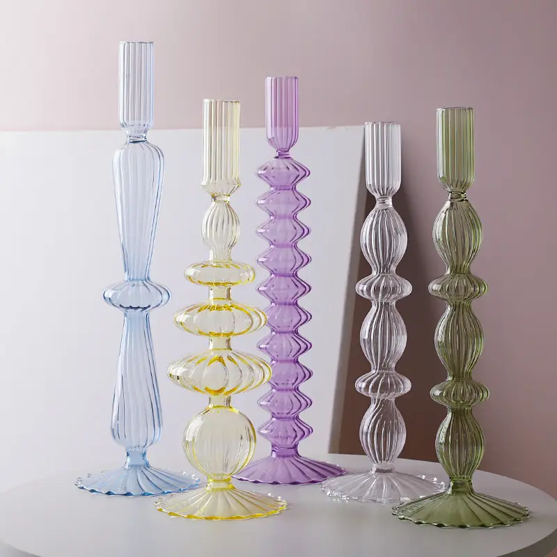 Creative simple glass candle holder Vase crafts irregular glass candle holder