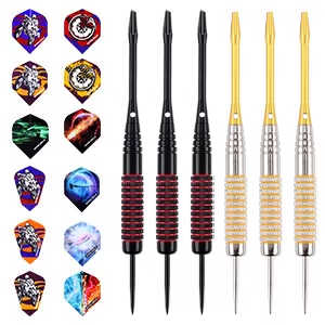 Jeu de fléchettes à <span class=keywords><strong>pointe</strong></span> en <span class=keywords><strong>acier</strong></span> Win.Max 24g Professional Metal Point Dart Extra Flights avec affûteur et outil pour fléchettes à poils - Product Image 2