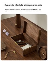 Boîte à bijoux rétro en bois massif noyer Rangement de bureau créatif