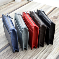 Dompet kulit harga pabrik Slot koin ramping tempat kartu RFID anti-maling ritsleting