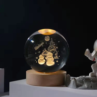 Sphère Planétaire du Système Solaire Gravée au Laser 3D, Boule de Verre Cristal Galaxie avec Lampe de Nuit LED en Bois, Vente en Gros