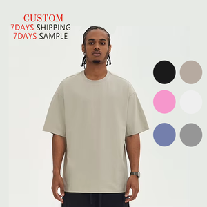 Custom Screen Printing Knitted Heavyweight T-Shirt High Quality 220GSM 100% Cotton O-Neck Casual <b>Drop</b> Shoulder Oversized Men - Product Image 1