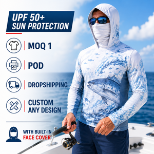 <span class=keywords><strong>เสื้อ</strong></span>ฮู้ดปากปลาแบบแห้งเร็ว UPF 50<span class=keywords><strong>เสื้อ</strong></span><span class=keywords><strong>ตก</strong></span><span class=keywords><strong>ปลา</strong></span>มีฮู้ดป้องกันการพิมพ์ระบายอากาศได้ดีโลโก้ตามสั่ง - Product Image 1