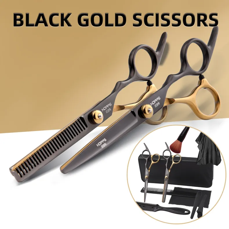 backGolden Hair Scissor set Hair Hairdressing Scissors Hair shears Thinning cutting Scissor Barber haircut Professional