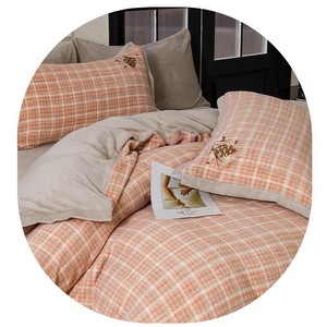 Juego de Ropa de Cama de Lana Duoximeimiankang, 4 Piezas, Estampado a Cuadros, Cálido para Invierno, Estilo Sábana con Funda Nórdica para Uso Doméstico - Product Image 2