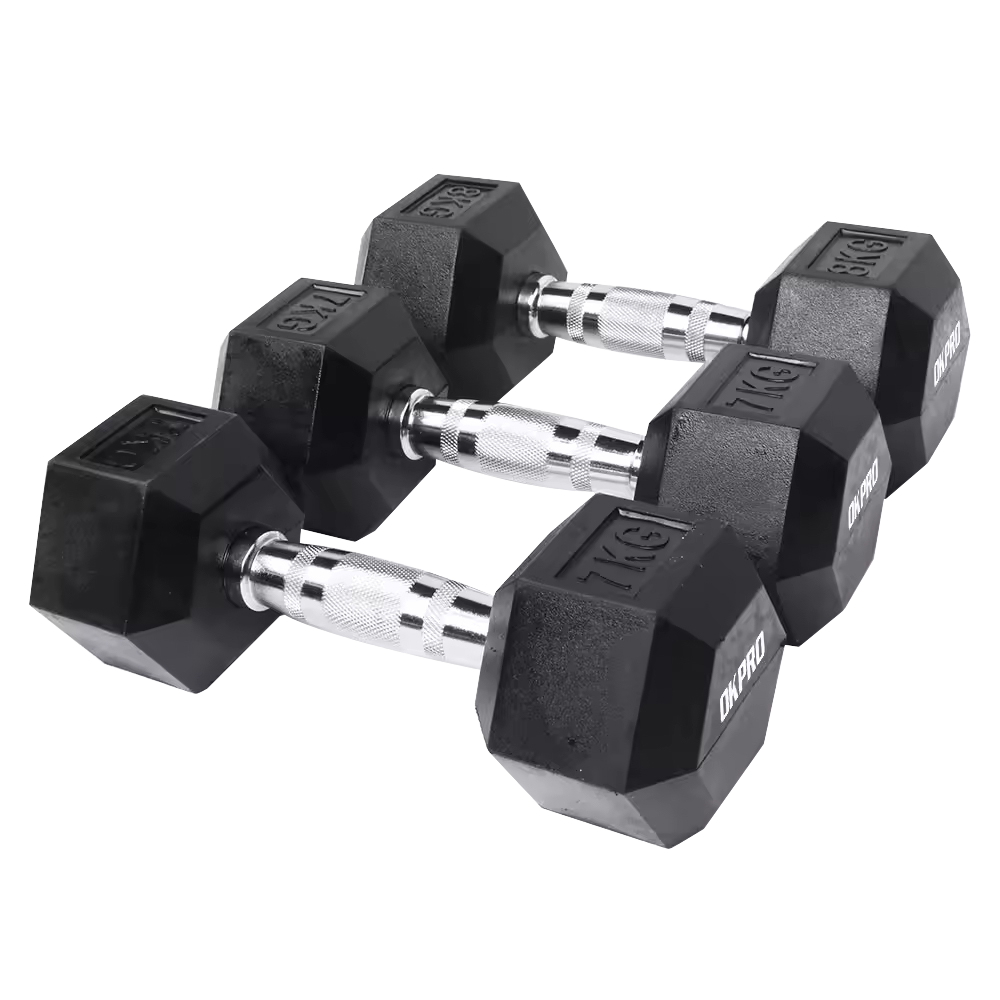 Free Weights Dumbbells Weight Set Rubber Coated Cast Iron Hex Black Dumbbell Set