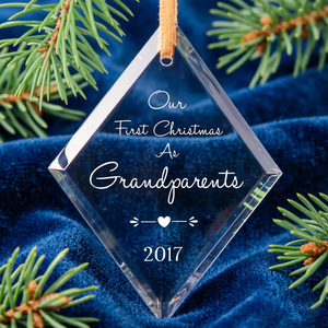 Adorno de Cristal Grabado en Forma de Diamante, Recuerdo de Primera Navidad como <span class=keywords><strong>Abuelos</strong></span>, <span class=keywords><strong>Regalo</strong></span> - Product Image 1