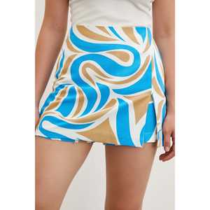 Shorts de Cintura Alta con Estampado de Mango, Azul Satinado, Ropa de Verano Transpirable para Mujer - Product Image 2