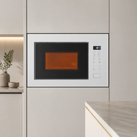 Horno Microondas Integrado Moderno de Gran Capacidad para Cocina, Pantalla Digital de Vidrio Blanco, Fácil de Limpiar, Interior de Acero Inoxidable