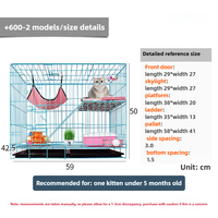 Cage pliable pour chat avec fil de fer épaissi Plateau et boîte en plastique de conception solide Maison pour chat à deux étages Cage pour animaux de compagnie écologique