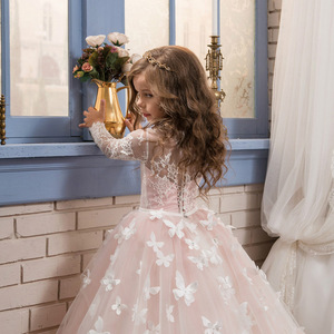Vestidos de Princesa para Fiesta de Cumpleaños, Estilo Tutú, Color Blanco, <span class=keywords><strong>Beige</strong></span> y Rosa, con Encaje y Tul, Manga Larga, para Niñas, Venta al Por Mayor 2022 - Product Image 5