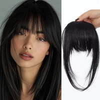 Wig poni rambut sambungan depan transparan tak terlihat, dapat disesuaikan, berlapis udara, lurus, untuk wanita
