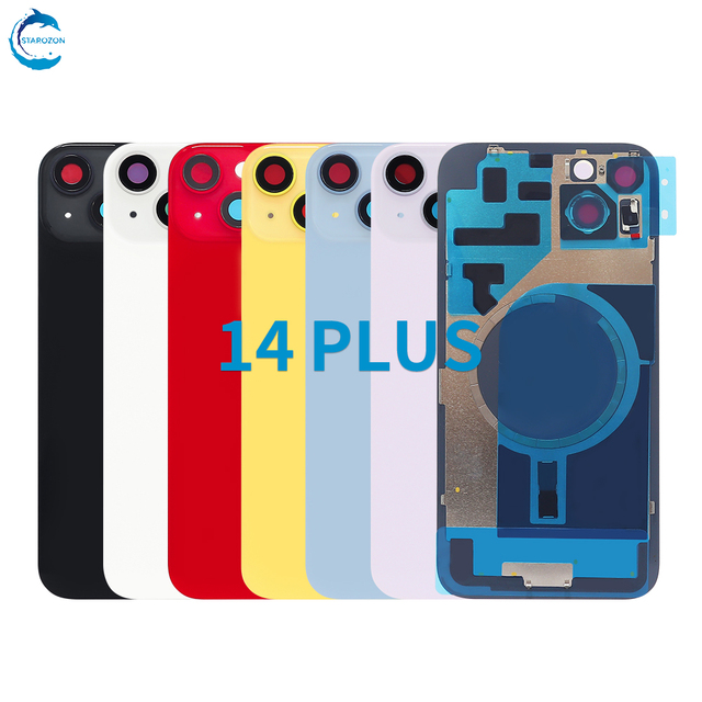 STAROZON Small Hole 100% Authentic Mobile Phone Housing Add Cream and Magnet for Iphone 14Plus Back Battery Cover Replace