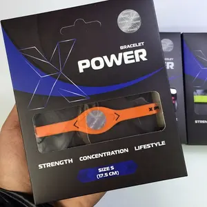 Custom X power sport hologram Energy balance bracciale in silicone power fascia da polso con magnete ionico con ioni negativi