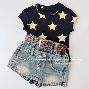 Shorts in denim blu da ragazza con cintura leopardata per l'estate 2026 - Product Image 4