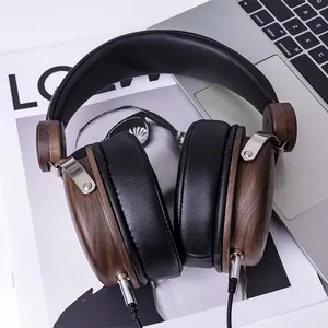 Stereo Over Ear Wired Headset Professional Recording Studio Monitor DJ Headphones Wooden Earphones Headphones
