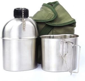 Cantimplora Original de Fábrica de Acero Inoxidable con Taza y Funda de Nylon Verde con Correa para la Cintura para Camping y Senderismo - Product Image 5