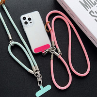 Tali Gantungan Kunci Ponsel 2 in 1 Bahan Polyester dengan Pengait, Tali Pergelangan Tangan Lepas Pasang, Tali Gantung Ponsel Universal Anti-Hilang