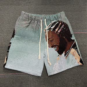 Người Đàn Ông Của Mùa Hè Thời Trang Đường Phố Tùy Chỉnh 5 Inch Inseam Baggy Mồ Hôi Quần Short Tấm Thảm Bông Polyester Jacquard Dệt Kỹ Thuật 3D Người Đàn Ông Của - Product Image 1