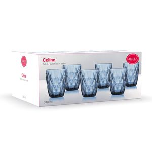 Juego de 6 Vasos de Agua CELINE de 340 ml, Color Azul - Product Image 3