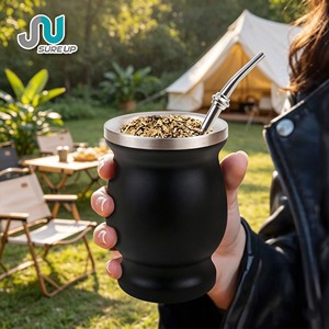 Tasse à Yerba Maté en Acier Inoxydable à Double Paroi de 140 ml, à <span class=keywords><strong>Bouche</strong></span> Étroite pour <span class=keywords><strong>la</strong></span> Rétention de Chaleur, Base Anti-Chute, Sans BPA - Product Image 1