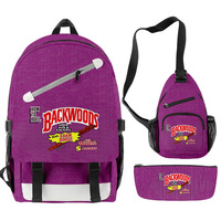 Nouveauté Sac à dos scolaire pour ordinateur portable de grande capacité, imperméable, entièrement imprimé, personnalisé, Cookie RAW Backwoods, ensemble 3 en 1