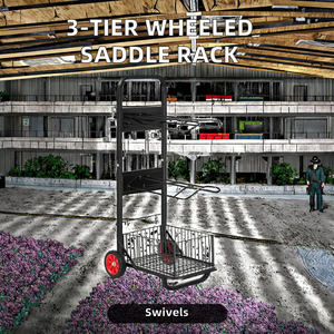 Carrito Metálico Reforzado DSN DSN-264 para Almacenamiento de Monturas de Caballo, con Tres Niveles Giratorios y Ruedas - Product Image 2