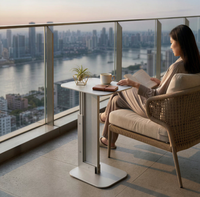 Table d'appoint mobile en métal, table d'angle pour canapé, table d'angle pour salon, table de balcon antirouille, table basse