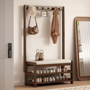 This shoe <b>rack</b>, coat <b>rack</b>, and shoe changing stool is a multi-layered, floor-standing shoe <b>rack</b> suitable for home and bedroom - Product Image 2