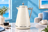 Carafe isotherme en verre de 1,0 L avec revêtement en PP de qualité alimentaire, poignée en bois, maintient au chaud 10h et au froid 24h