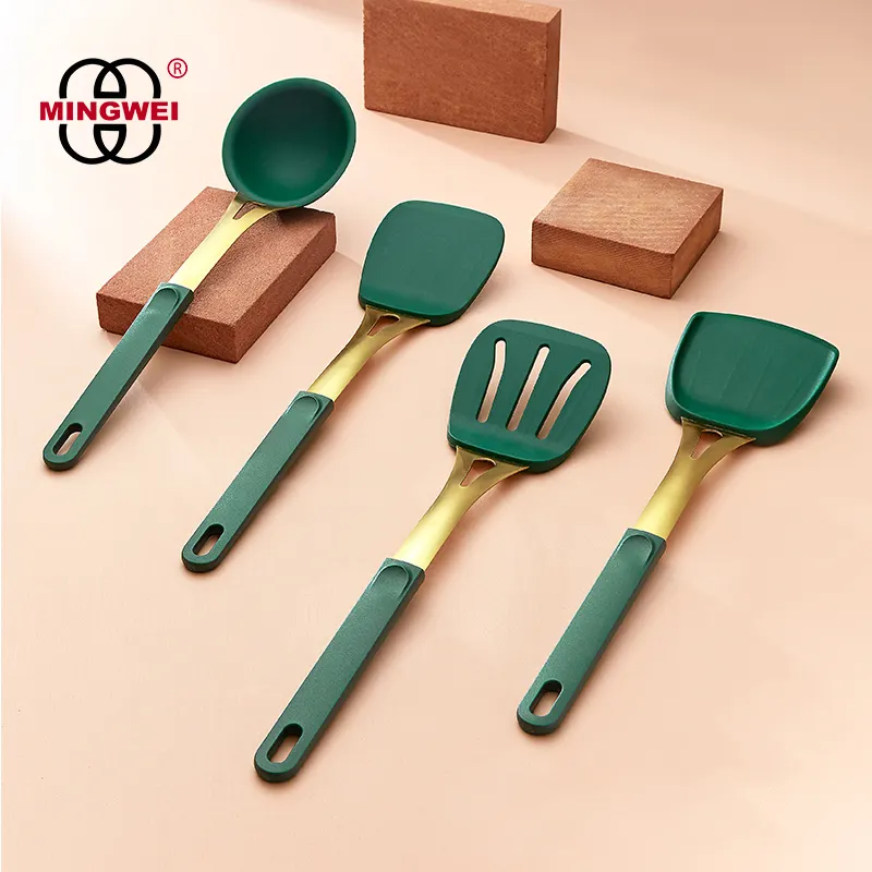MINGWEI – ensemble de spatules et cuillères en Silicone pour la maison et la cuisine