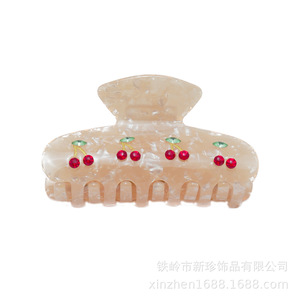 Jolie pince à cheveux cerise en acrylique blanc pour filles, usage quotidien - Product Image 5