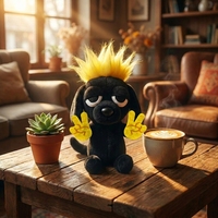Peluche Mohawk jaune cool, rembourrée en coton PP, design personnalisé, poupée douce pour adolescents et adultes, cadeau