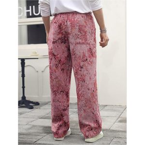 FOXA Men's Floral Pants Straight Leg <b>Drawstring</b> Waist Breathable Cotton <b>Trousers</b> With Pockets Streetwear - Product Image 2
