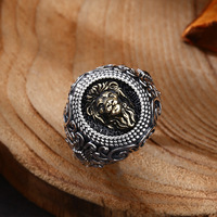 Bague pour homme en argent sterling 925, design lion audacieux et tendance, ouverture réglable, style vintage, bijoux personnalisés, vente en gros