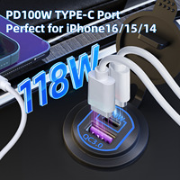 Mini Typ-C 100W Schnellladegerät mit Doppel-USB aus Aluminiumlegierung für das Auto