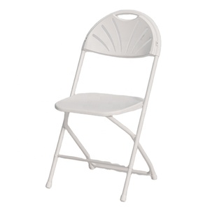 New White Resin Plastic Foldable Camping Wedding Banquet Folding Chair With Metal Legs