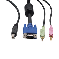 Cable Conmutador KVM USB VGA 4 en 1 con Audio/Micrófono, Revestimiento de PVC, Compatible con Reproductor de DVD