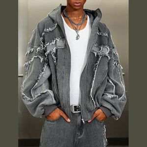 DiZNEW 2025 Designer Washing Destroyed the Silhouette of the Double-layered Hooded Denim Jacket Bomber Jacket Winter - Product Image 2