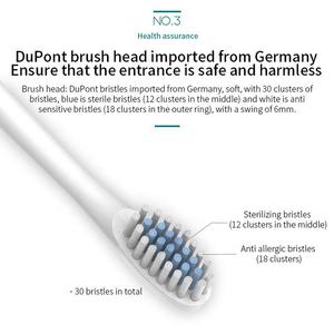 Brosse à dents électrique rechargeable IPX7 brosse à dents électrique sonique <span class=keywords><strong>de</strong></span> nettoyage oral avec 4 poils souples Couple brosse à dents électrique - Product Image 3