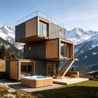 Villa modulaire préfabriquée à 3 étages en conteneurs maritimes, habillage pour maison de station balnéaire en montagne