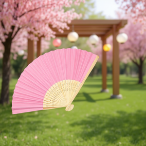 Ventaglio di carta Ilan da 21 cm, rosa, pieghevole, per decorazioni - Product Image 2