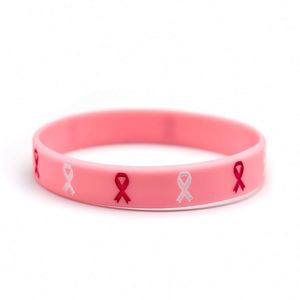 Pulsera de Silicona Personalizada para la Concientización sobre el Cáncer de Mama con Cinta Rosa, Esperanza, Fe, Fuerza, Actividad Promocional - Product Image 6