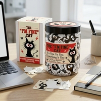 Pot de soutien émotionnel Cryptid Jar avec 60 cartes d'affirmations positives, motif chat amusant sur le thème d'Halloween, ornement de bureau pour femmes, hommes et adolescents