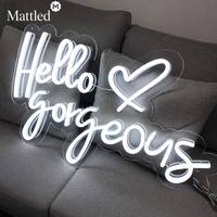 Letrero LED de Neón 'Hello Gorgeous', Lámpara de Neón Acrílica Rosa para Salón de Belleza, Vestidor, Decoración de Pared |   Regalo Personalizado con Envío Directo