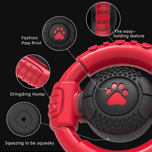 Giocattolo da masticare per cani a forma di volante, in gomma ecologica, cigolante, di media dimensione, per uso interno/esterno, vendita calda globale, all'ingrosso dalla fabbrica - Product Image 3